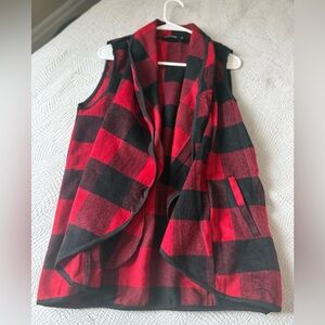 Red and Black Plaid Women's Vest